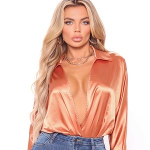 Stella Satin Body Suit - Copper! Size large! Never worn !